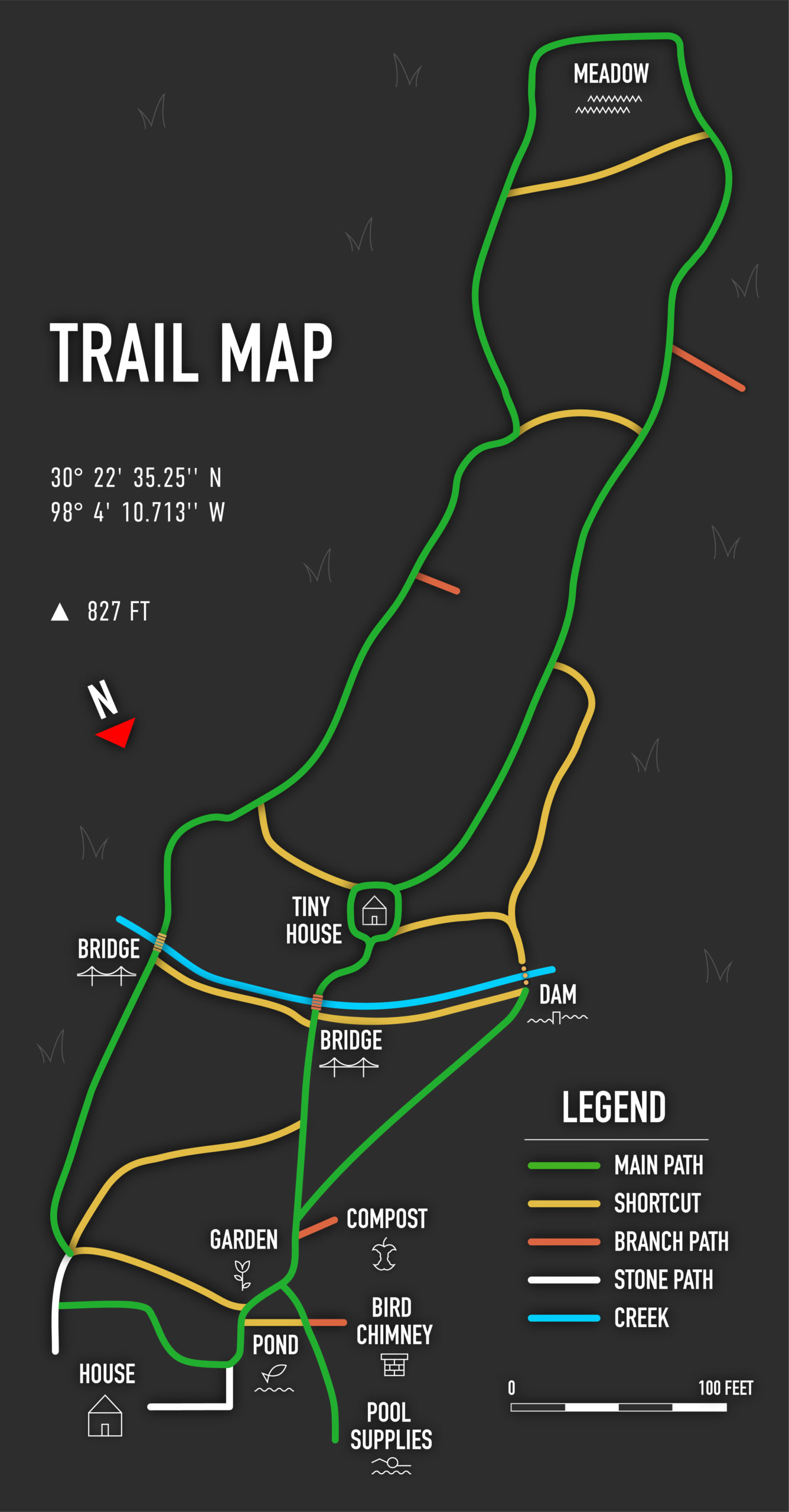 Trail map designed by Mason Barrera
